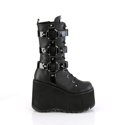 **4 1/2" Platform Lace-Up Mid-Calf Boot, Inside Zip (Demonia KERA110/BVL)