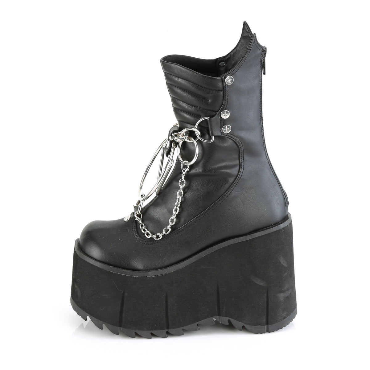 **4 1/2" Platform Calf High Boot, Metal Back Zip (Demonia KERA130/BVL)