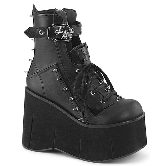 4 1/2" Platform Lace-Up Ankle Boot,Inside Metal Zip (Demonia KERA150/BVL)