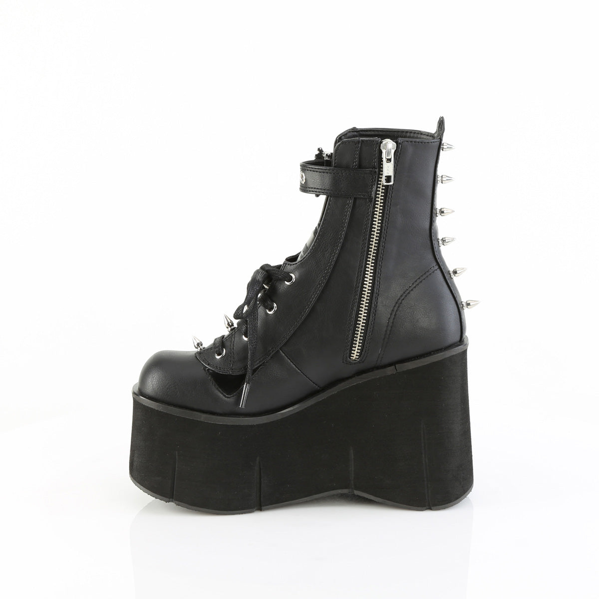 4 1/2" Platform Lace-Up Ankle Boot,Inside Metal Zip (Demonia KERA150/BVL)