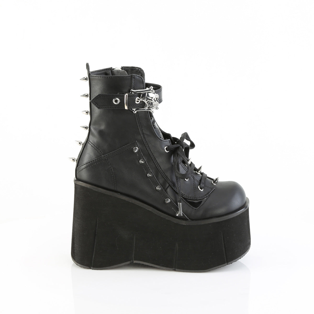 4 1/2" Platform Lace-Up Ankle Boot,Inside Metal Zip (Demonia KERA150/BVL)