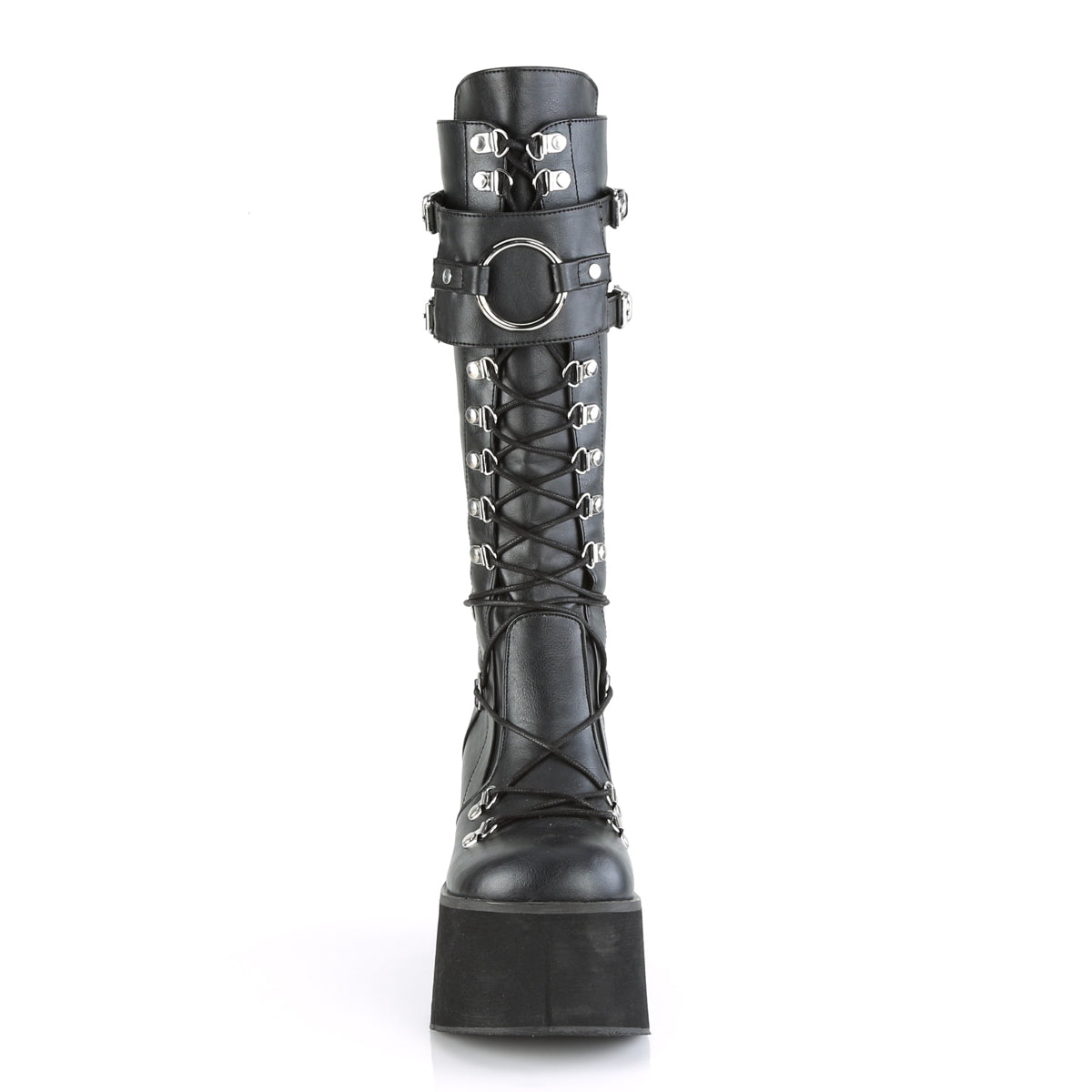 4 1/2"PF Lace-Up Knee High Boots w/ Shield, Back Zip (Demonia KERA200/BVL)