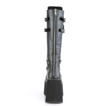 4 1/2"PF Lace-Up Knee High Boots w/ Shield, Back Zip (Demonia KERA200/BVL)