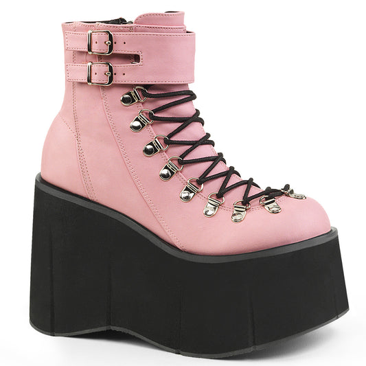 **4 1/2" PF Faux Lace-Up Ankle Boot, Side Zip (Demonia KERA21/BPVL)