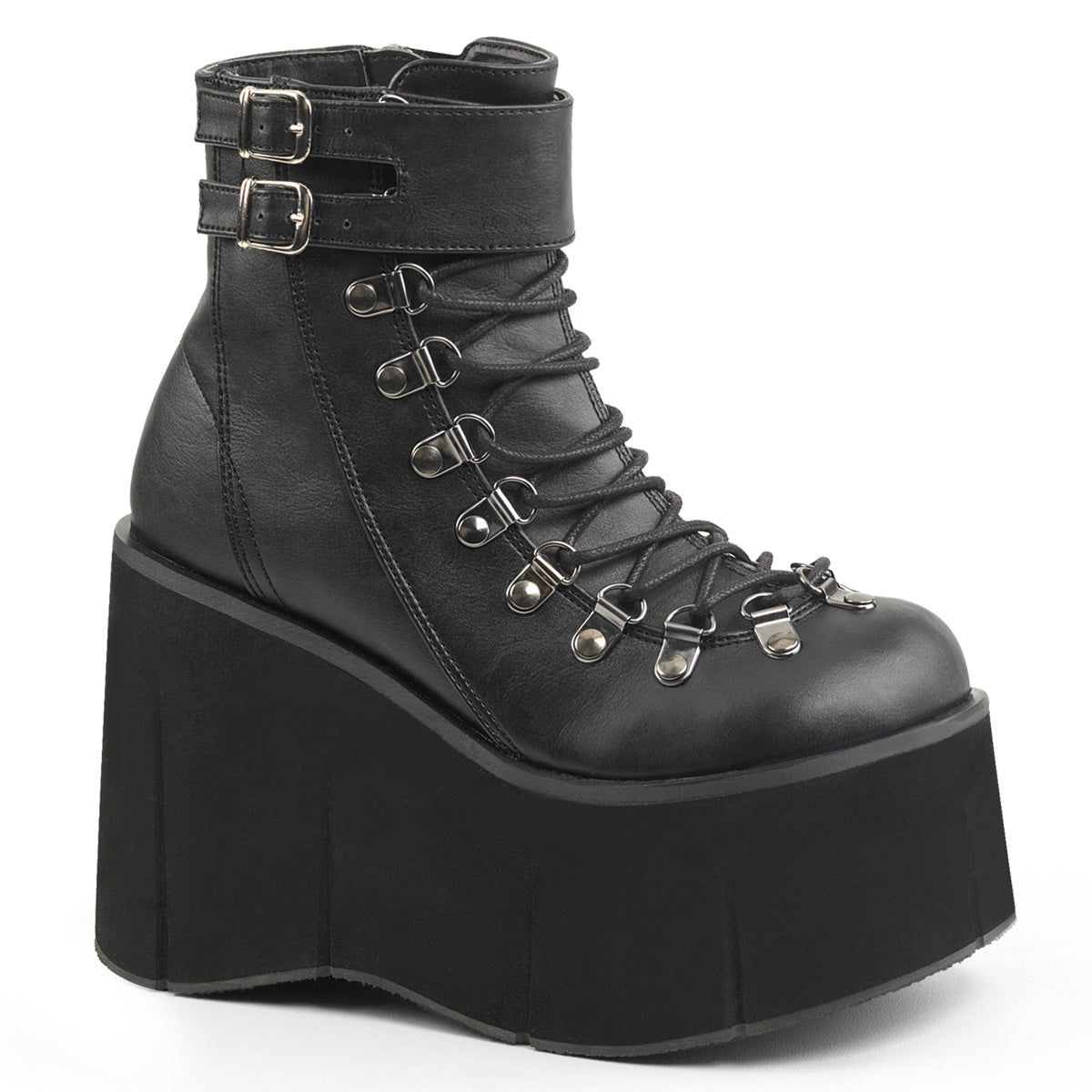 **4 1/2" PF Faux Lace-Up Ankle Boot, Side Zip (Demonia KERA21/BPVL)