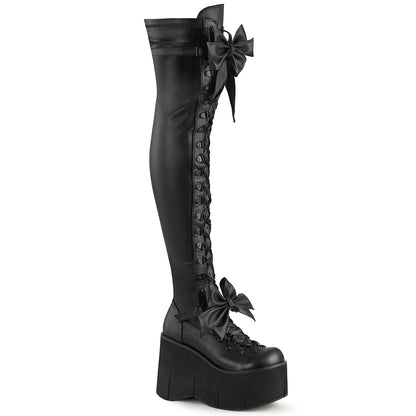 4 1/2" Wedge PF Lace-Up Stretch Thigh Boot, Side Zip (Demonia KERA303/B)