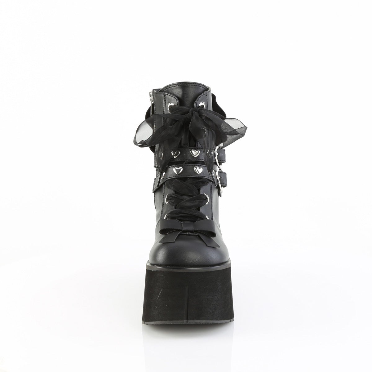 4 1/2" Platform Lace-Up Ankle Boot,Inside Metal Zip (Demonia KERA55/BVL)