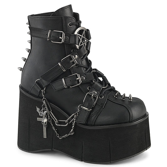 4 1/2" Platform Lace-Up Ankle Boot,Inside Metal Zip (Demonia KERA68/BVL)