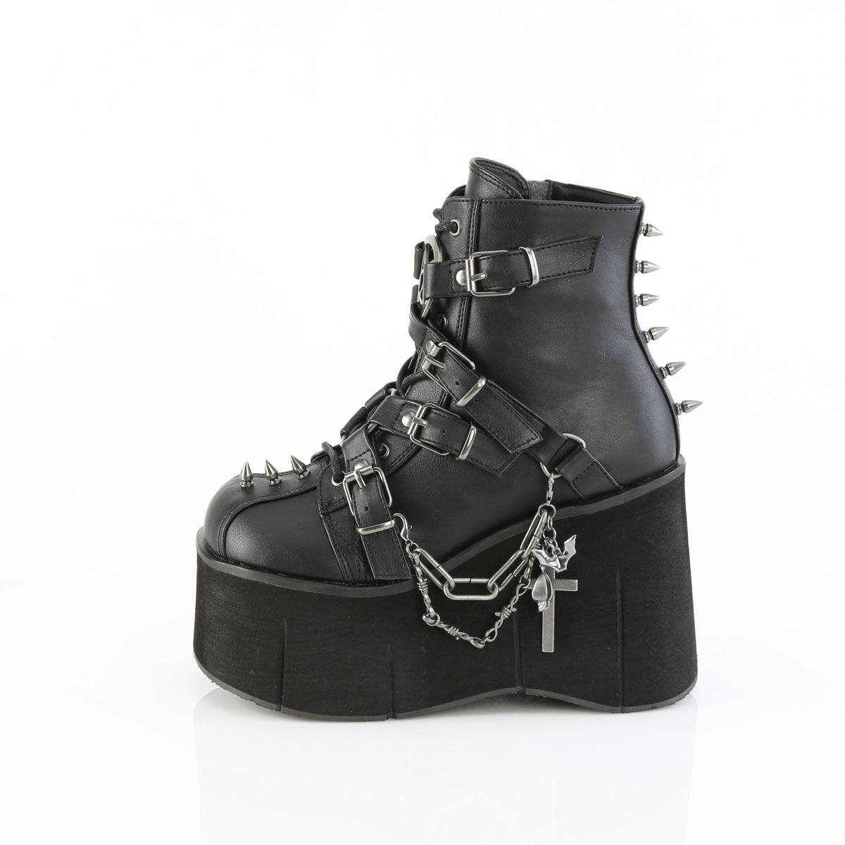 4 1/2" Platform Lace-Up Ankle Boot,Inside Metal Zip (Demonia KERA68/BVL)