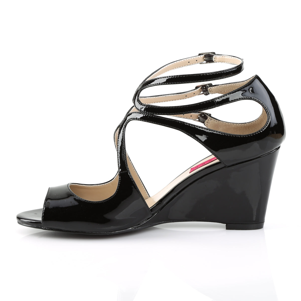 *3" Strappy Wedge Sandal W/ Cutout Detail (Pleaser Pink Label KIM04/B)