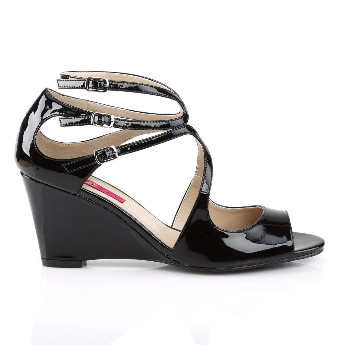 *3" Strappy Wedge Sandal W/ Cutout Detail (Pleaser Pink Label KIM04/B)