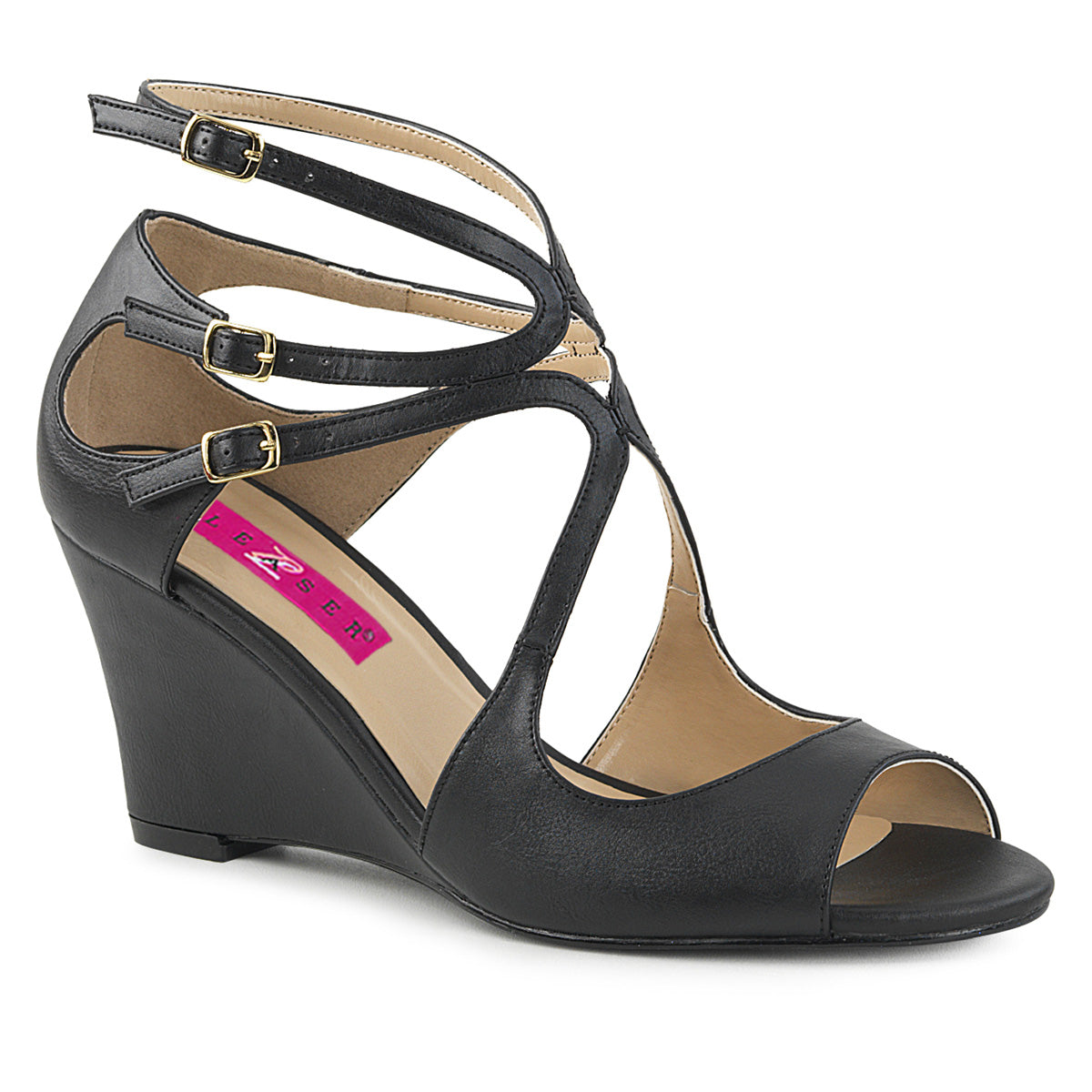*3" Strappy Wedge Sandal W/ Cutout Detail (Pleaser Pink Label KIM04/B)