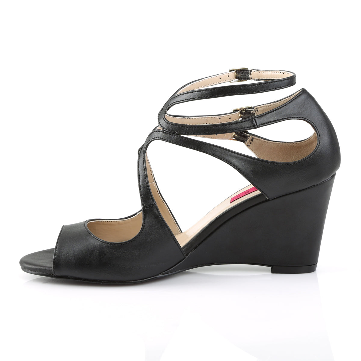 *3" Strappy Wedge Sandal W/ Cutout Detail (Pleaser Pink Label KIM04/B)