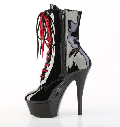 **6" Stiletto Heel Lace-Up PF Ankle Bt, Side Zip (Pleaser KISS1020-1/B/M)
