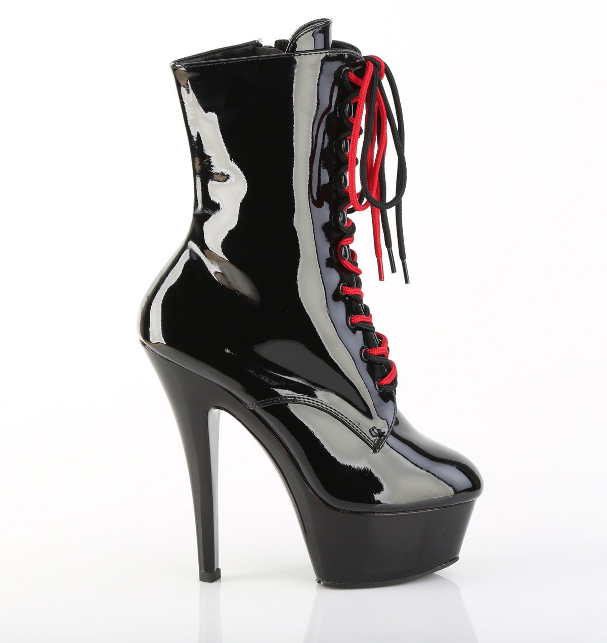 **6" Stiletto Heel Lace-Up PF Ankle Bt, Side Zip (Pleaser KISS1020-1/B/M)