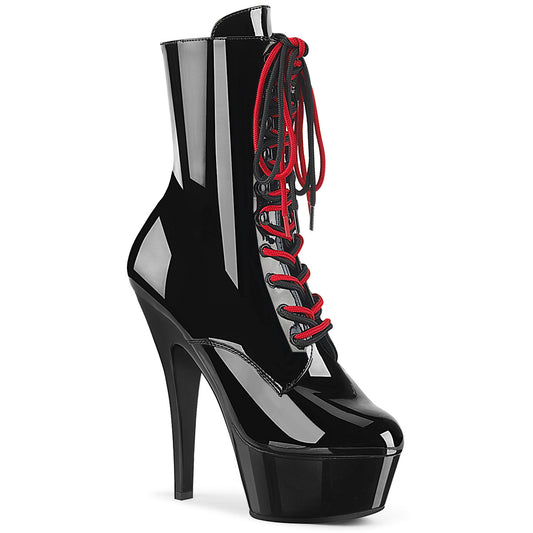 **6" Stiletto Heel Lace-Up PF Ankle Bt, Side Zip (Pleaser KISS1020-1/B/M)