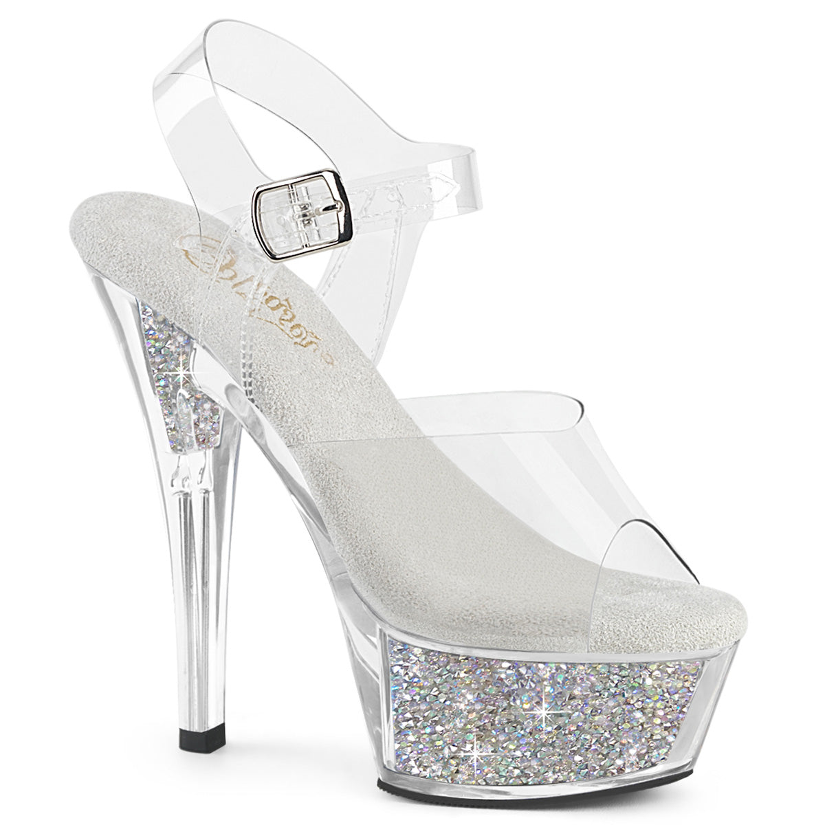 6" Heel, 1 3/4" PF Ankle Strap Sandal w/RS Inserts (Pleaser KISS208RSI/C/C-SRS)