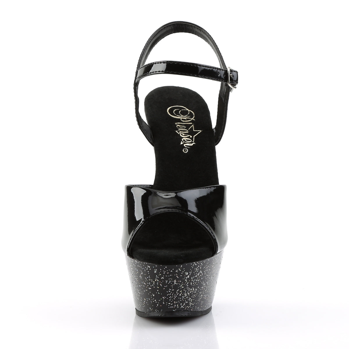 *6" Heel, 1 3/4" PF Ankle Strap Sandal w/Mini Glitter (Pleaser KISS209MG/B/M)