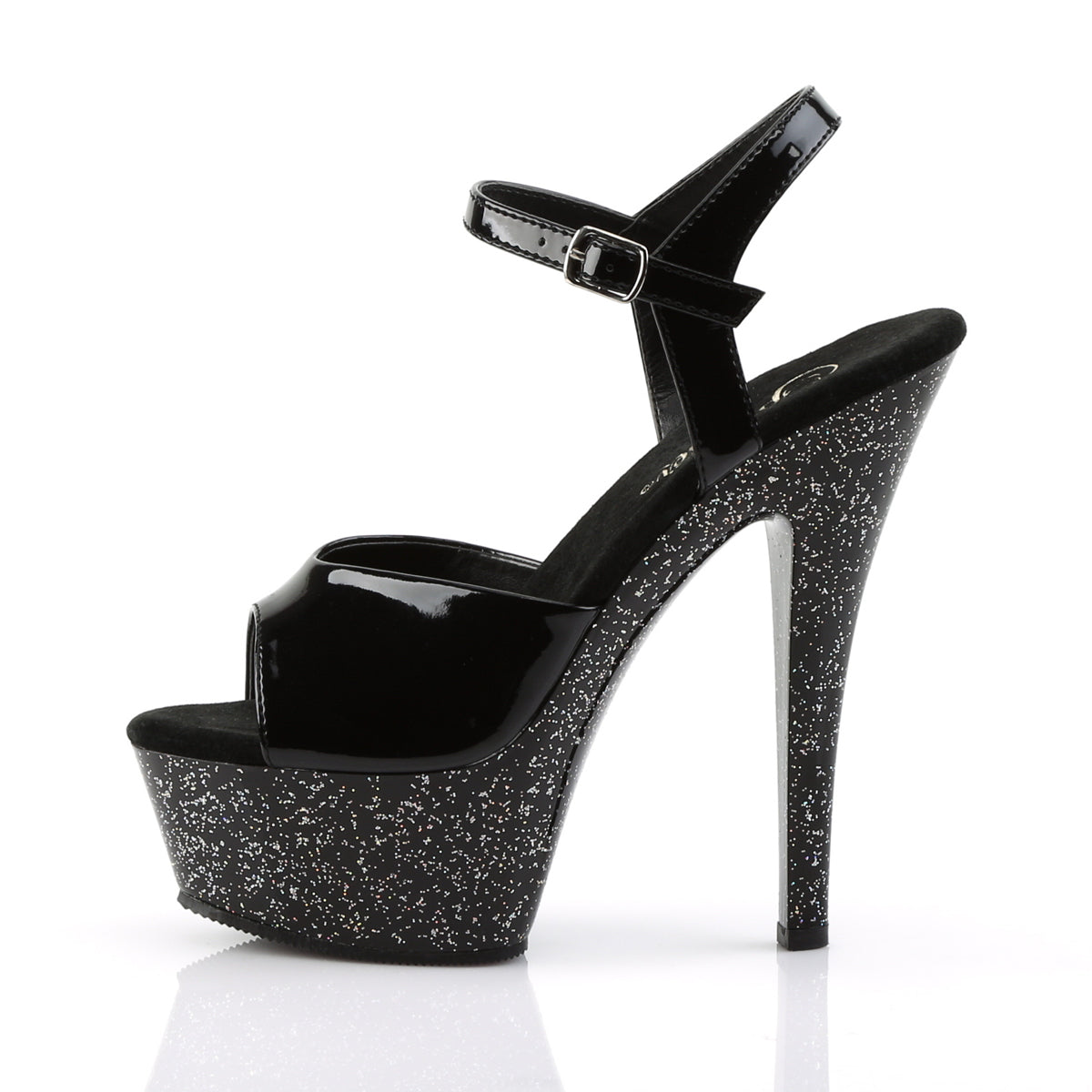 *6" Heel, 1 3/4" PF Ankle Strap Sandal w/Mini Glitter (Pleaser KISS209MG/B/M)