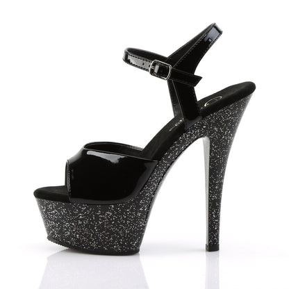 *6" Heel, 1 3/4" PF Ankle Strap Sandal w/Mini Glitter (Pleaser KISS209MG/B/M)