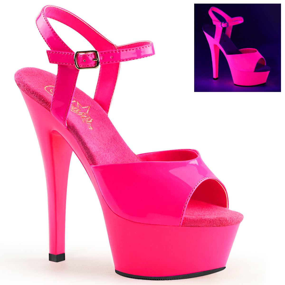 6" Heel, 1 3/4" PF Ankle Strap Sandal (Pleaser KISS209UV/NHPNK/M)