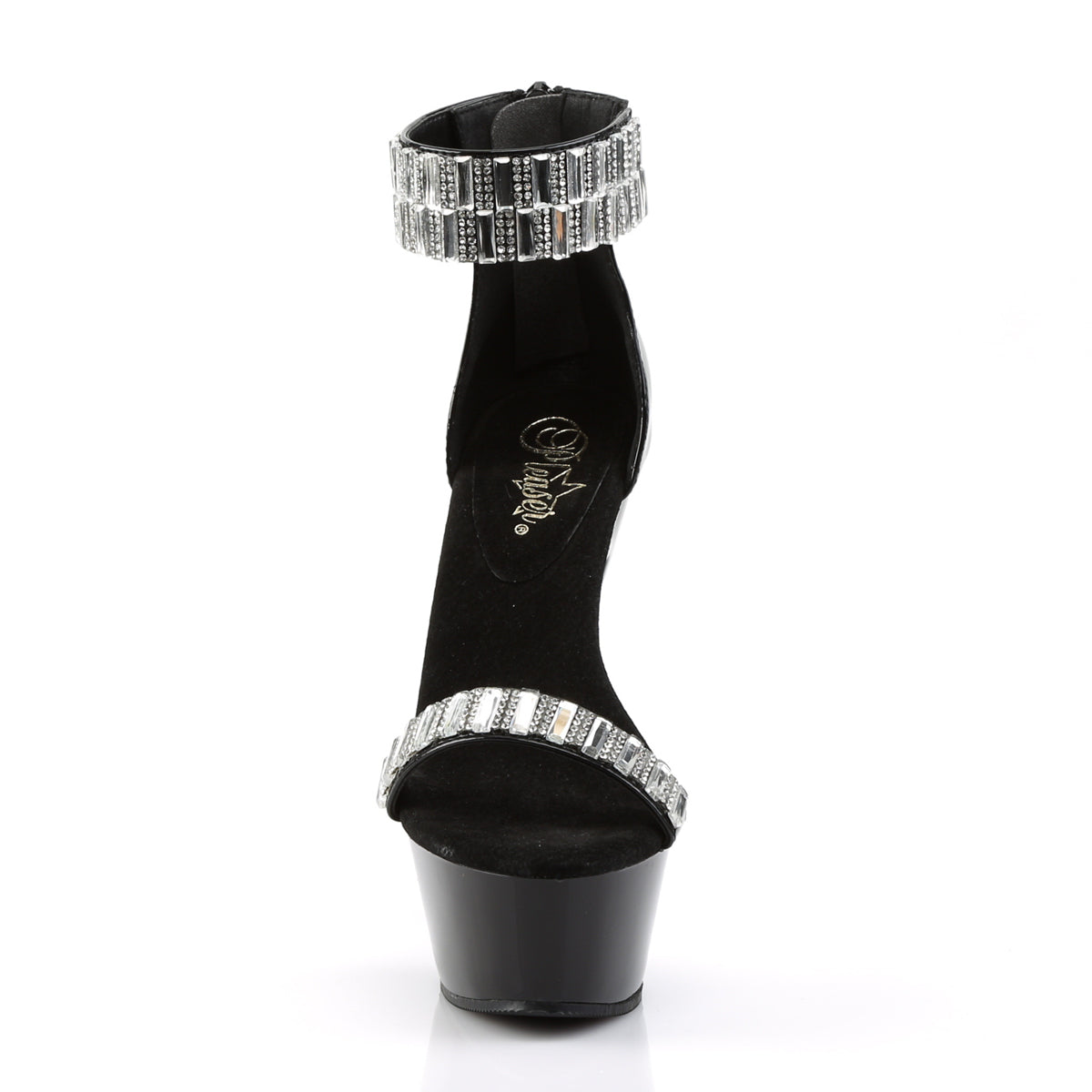 6" Heel, 1 3/4" PF Ankle Cuff Sandal w/RS, Back Zip (Pleaser KISS269RS/B/M)