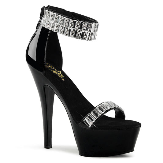 6" Heel, 1 3/4" PF Ankle Cuff Sandal w/RS, Back Zip (Pleaser KISS269RS/B/M)