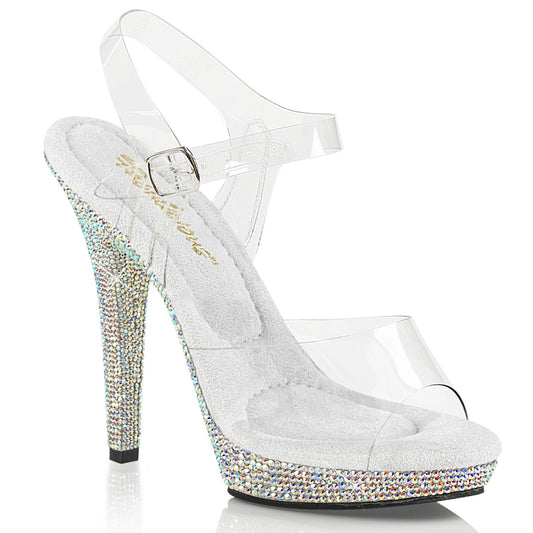 5" Heel, 3/4" PF Ankle Strap Sandal W/ Rhinestones (Fabulicious LIP108DM/C/SMCRS)