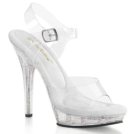 5" Heel, 3/4" PF Ankle Strap Sandal W/Mini Glitters (Fabulicious LIP108MG/C/M)