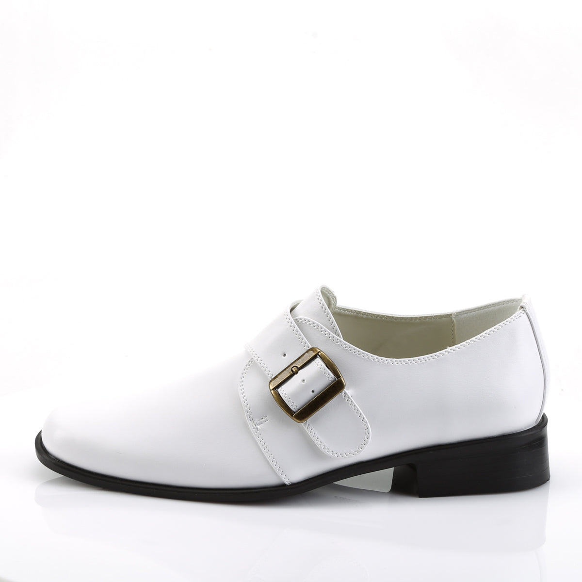 **1 " Men's White PU Costume Classic Loafer w/A Side Buckle (Funtasma LOA12/W/PU)