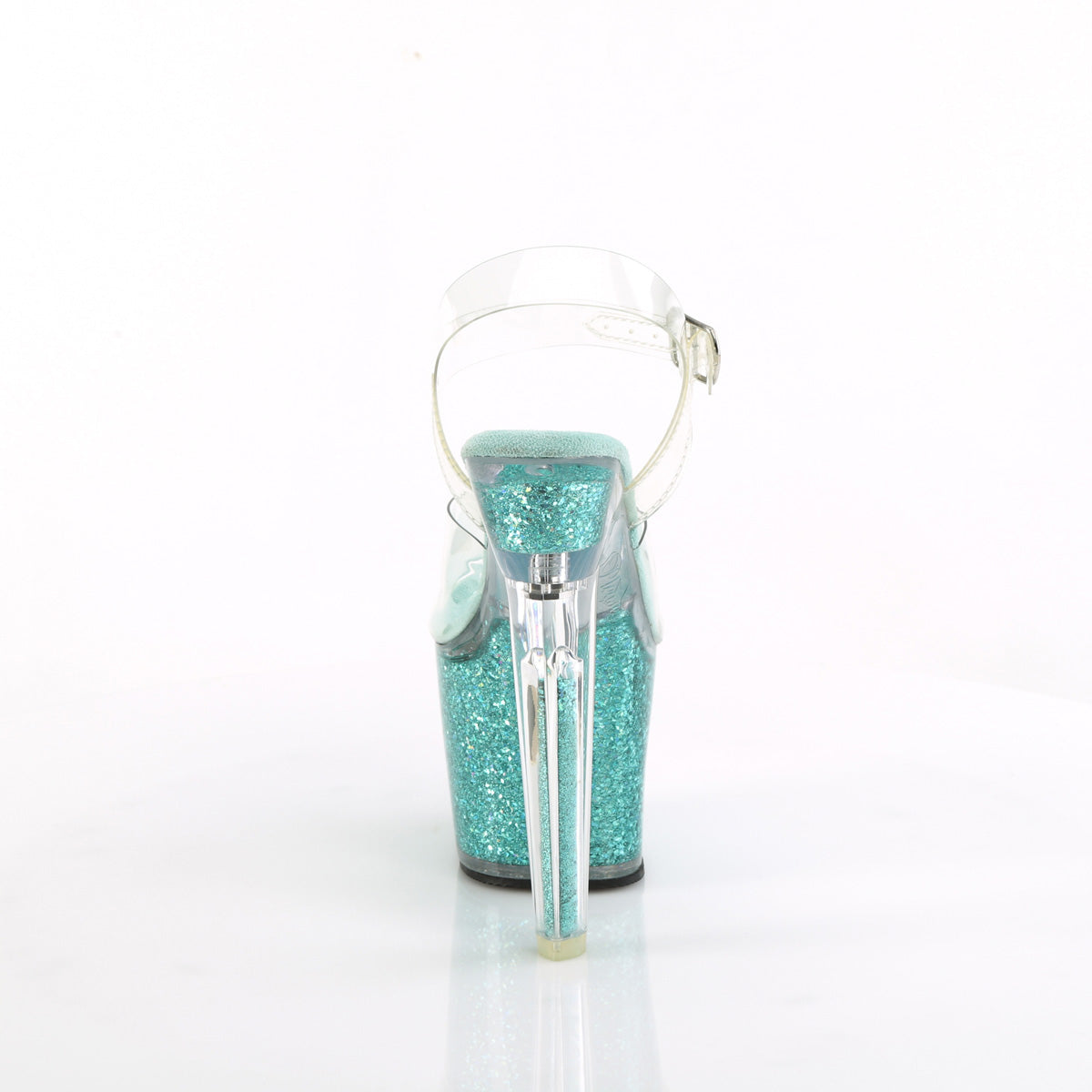 *7" Heel, 3 1/4" PF Ankle Strap Sandal w/Iridescent Glitters (Pleaser LOVESK708SG/C/AQG)