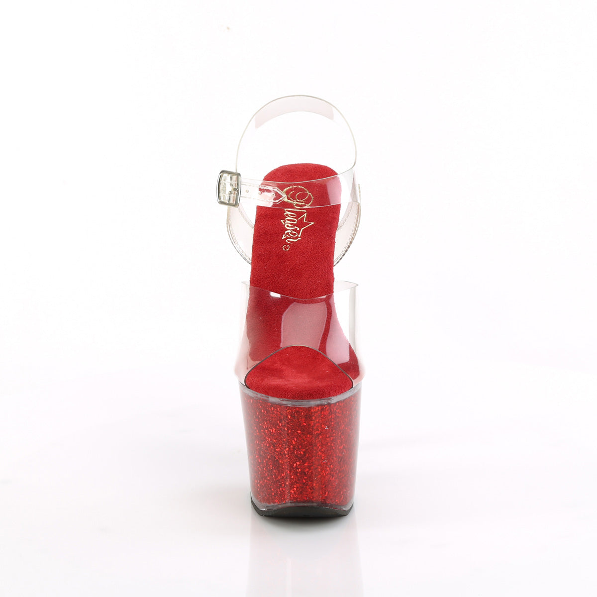 *7" Heel, 3 1/4" PF Ankle Strap Sandal w/Iridescent Glitters (Pleaser LOVESK708SG/C/AQG)