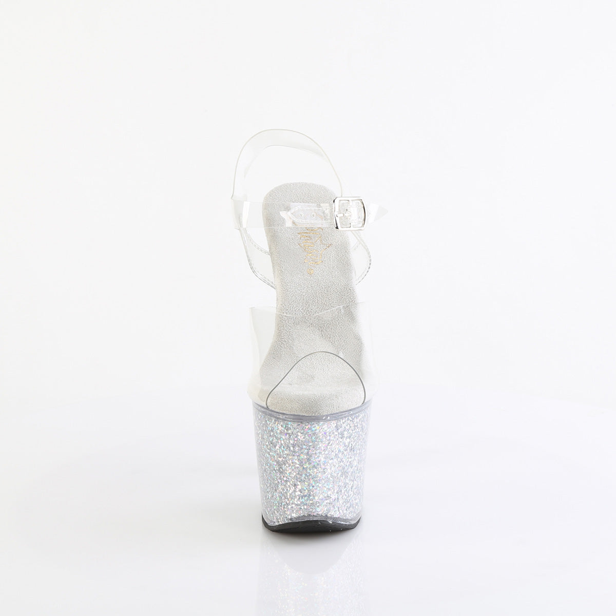 *7" Heel, 3 1/4" PF Ankle Strap Sandal w/Iridescent Glitters (Pleaser LOVESK708SG/C/AQG)
