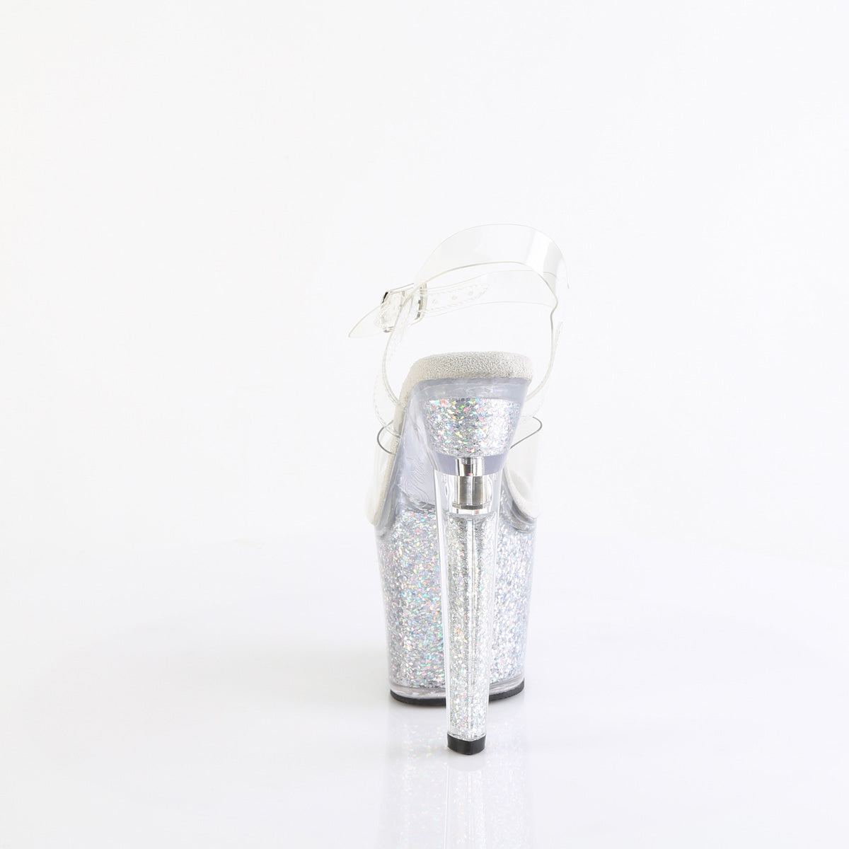 *7" Heel, 3 1/4" PF Ankle Strap Sandal w/Iridescent Glitters (Pleaser LOVESK708SG/C/AQG)