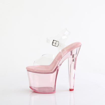 7" Heart Shaped Heel, 3 1/4" PF Ankle Strap Sandal (Pleaser LOVESK708T/C/BP)