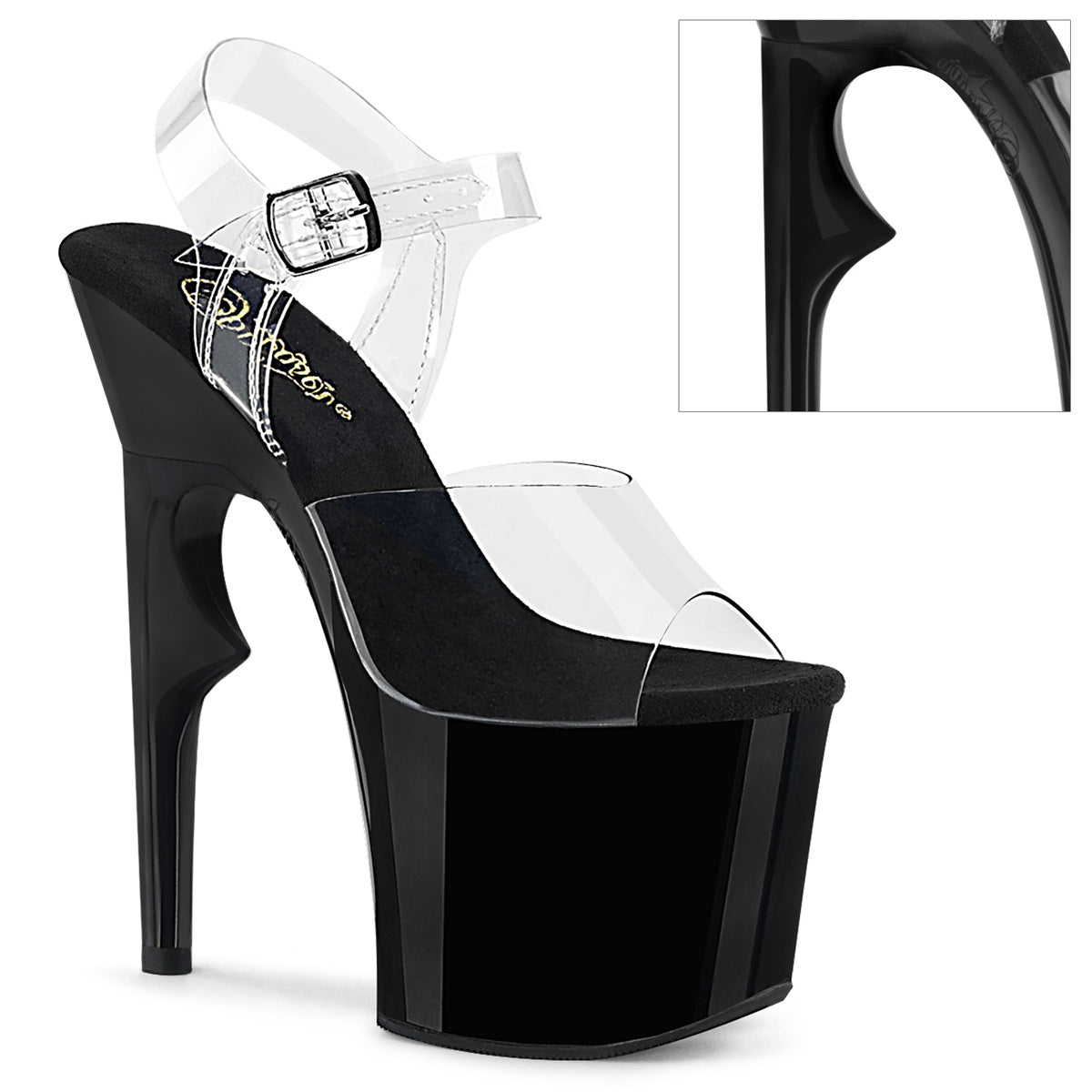 **7" Rose Thorn Heel, 3 1/4" PF Ankle Strap Sandal (Pleaser LOVEHN708/C/B)