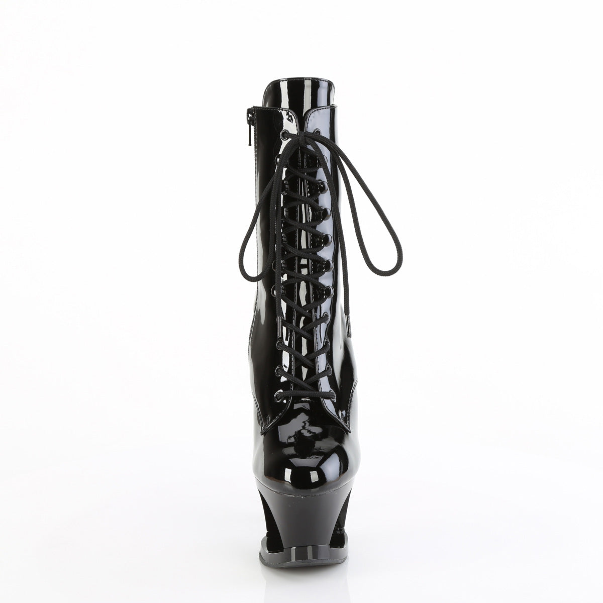 7" Heel, 2 3/4" Cut-Out PF Lace-Up Ankle Boot, Side Zip (Pleaser MOON1020DIA/B/M)