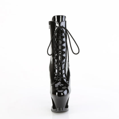 7" Heel, 2 3/4" Cut-Out PF Lace-Up Ankle Boot, Side Zip (Pleaser MOON1020DIA/B/M)