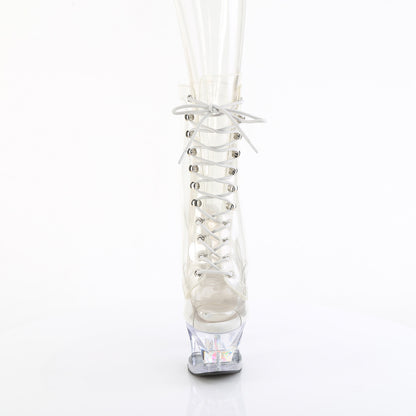*7" Heel, 2 3/4" Cut-Out PF Lace-Up Ankle Boot, Side Zip (Pleaser MOON1021C-DIA/C/M)