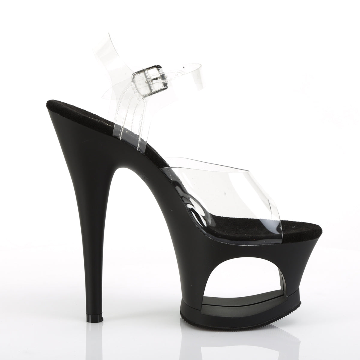*7" Heel, 2 3/4" Cut-Out PF Ankle Strap Sandal (Pleaser MOON708/C/B)