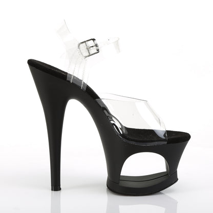 *7" Heel, 2 3/4" Cut-Out PF Ankle Strap Sandal (Pleaser MOON708/C/B)