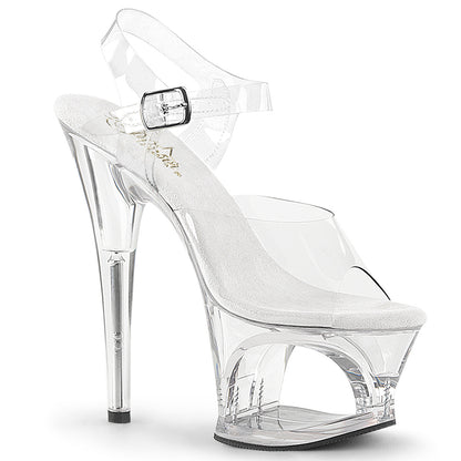 *7" Heel, 2 3/4" Cut-Out PF Ankle Strap Sandal (Pleaser MOON708/C/B)