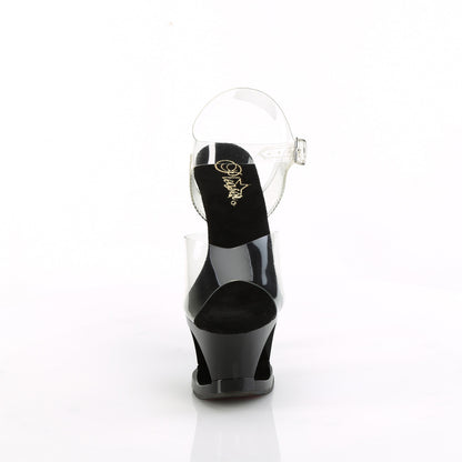 7" Heel, 2 3/4" Cut-Out PF Ankle Strap Sandal w/Prisms (Pleaser MOON708DIA/C/B)