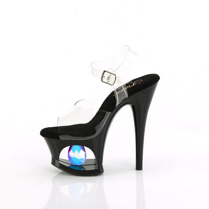 7" Heel, 2 3/4" Cut-Out PF Ankle Strap Sandal w/Prisms (Pleaser MOON708DIA/C/B)
