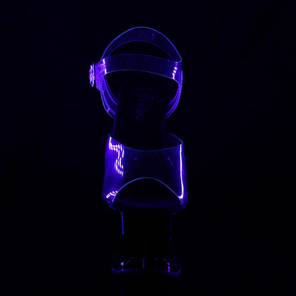 7" Heel, 2 3/4" Cut-Out PF Ankle Strap Sandal w/ Flame (Pleaser MOON708FLM/C/B)