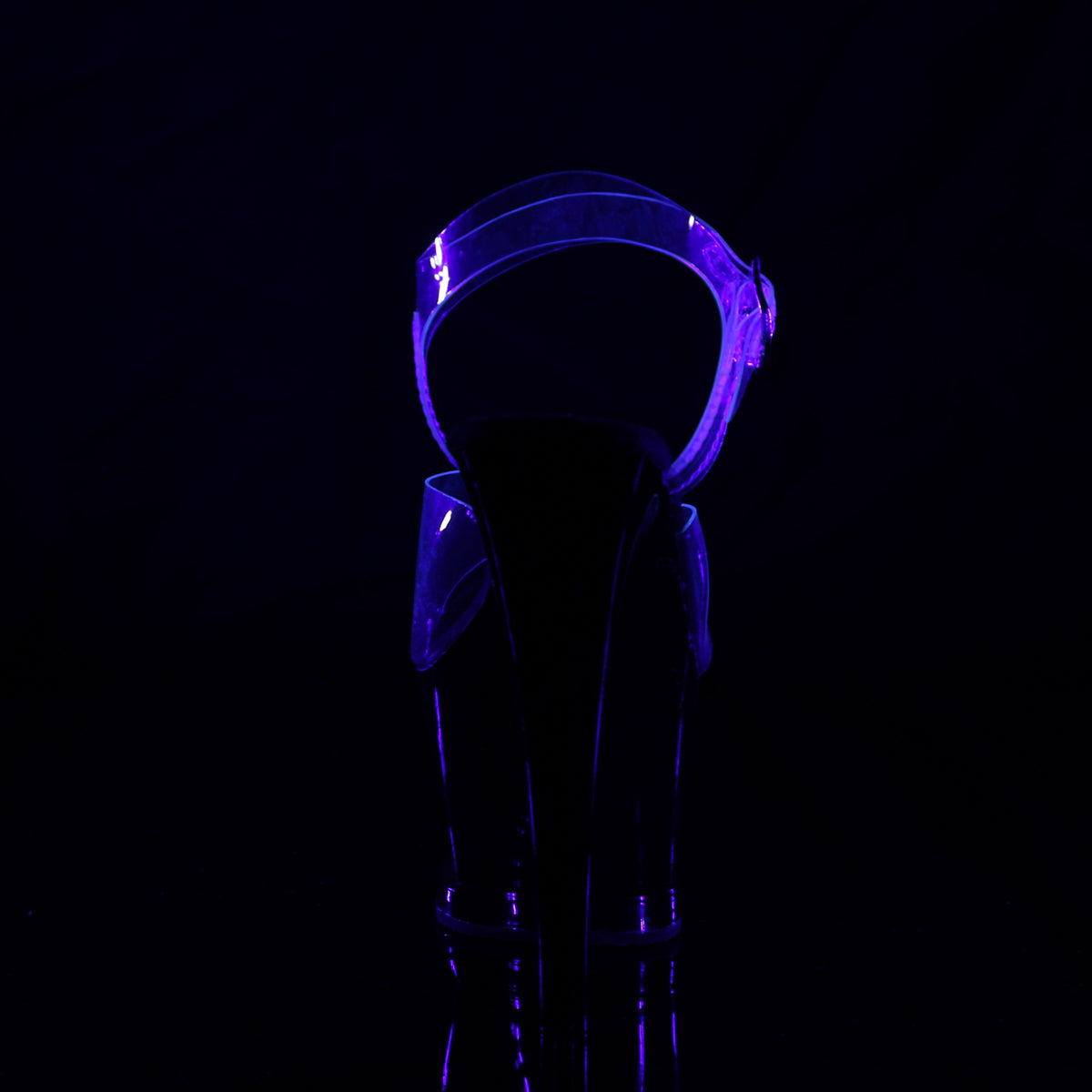 7" Heel, 2 3/4" Cut-Out PF Ankle Strap Sandal w/ Flame (Pleaser MOON708FLM/C/B)