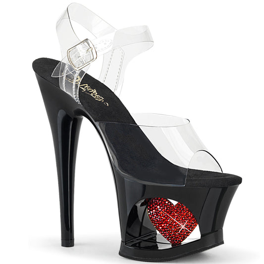 7" Heel, 2 3/4" Cut-Out PF Ankle Strap Sandal (Pleaser MOON708HRS/C/B-R)