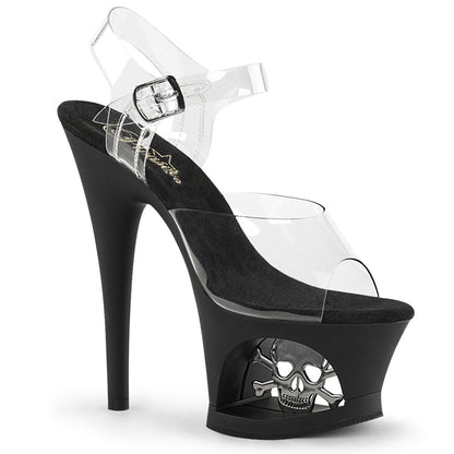 *7" Heel, 2 3/4" Cut-Out PF Ankle Strap Sandal (Pleaser MOON708SK/C/B-PW)
