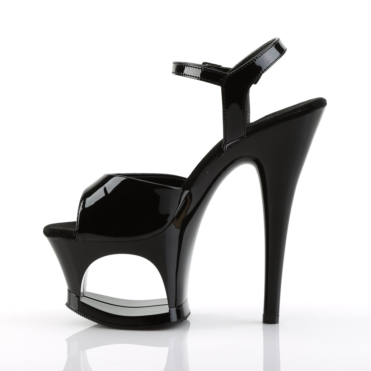 *7" Heel, 2 3/4" Cut-Out PF Ankle Strap Sandal (Pleaser MOON709/B/M)