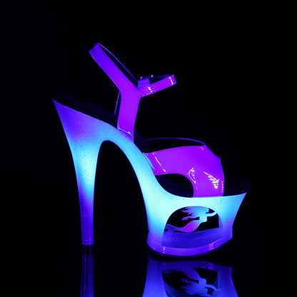 7" Heel, 2 3/4" Cut-Out PF Ankle Strap Sandal w/ Mermaid (Pleaser MOON711MER/BLU/M)